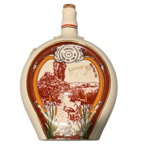Beregi Barackpalinka Hungarian Porcelain Bottle With Cork Stopper - Picture 3 of 8
